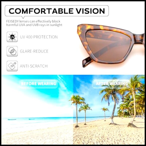 Retro Cat Eye Sunglasses UV400 Protection Plastic Frames